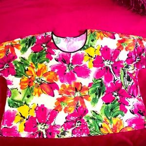 Ny collection Woman Sequin Floral top Sz2x (plus)